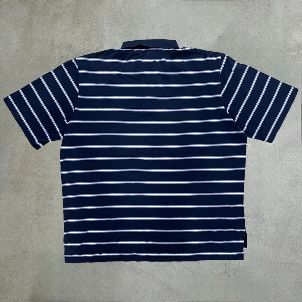 Polo Ralph Lauren Polo Shirt Mens XL Navy Blue Striped Golf Fit Pima Cotton Pony